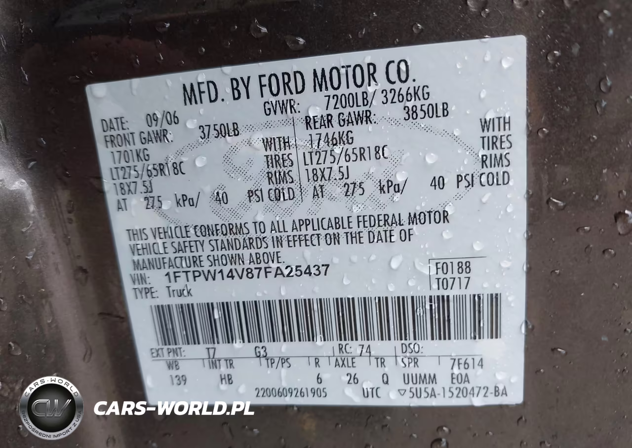 2007 Ford F-150 Fx4-Lariat-Xlt VIN:1FTPW14V87FA25437 - 9