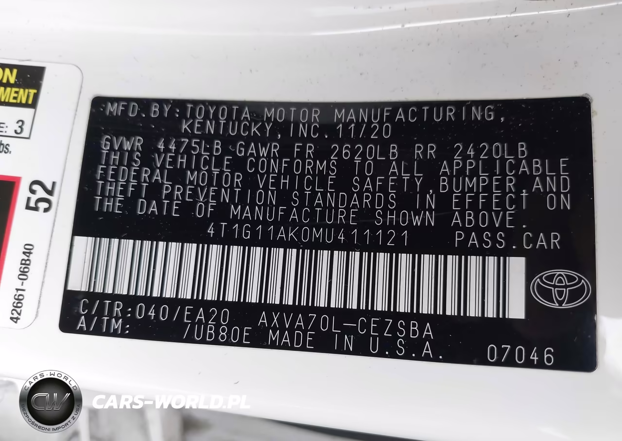 2021 Toyota Camry Se VIN:4T1G11AK0MU411121 - 9