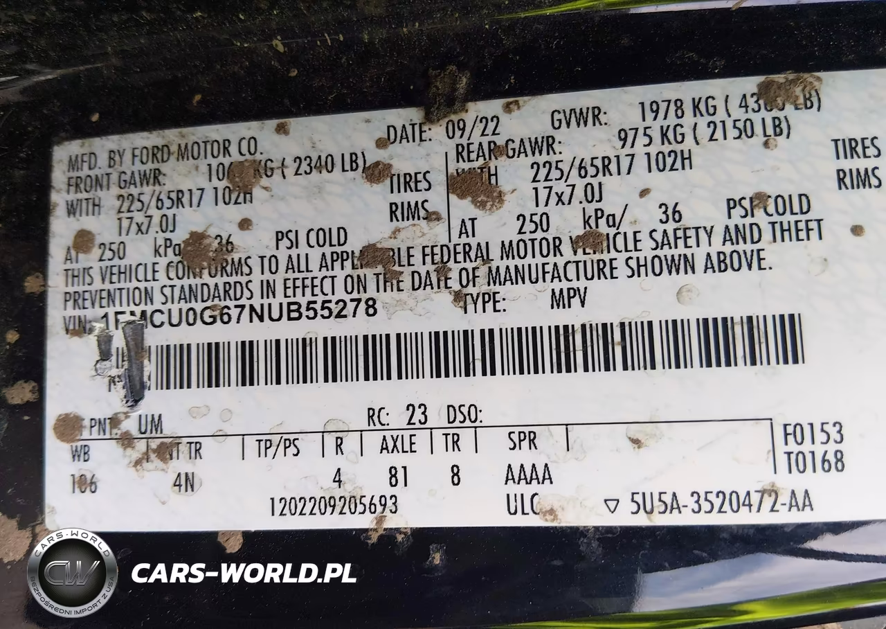 2022 Ford Escape Se VIN:1FMCU0G67NUB55278 - 9
