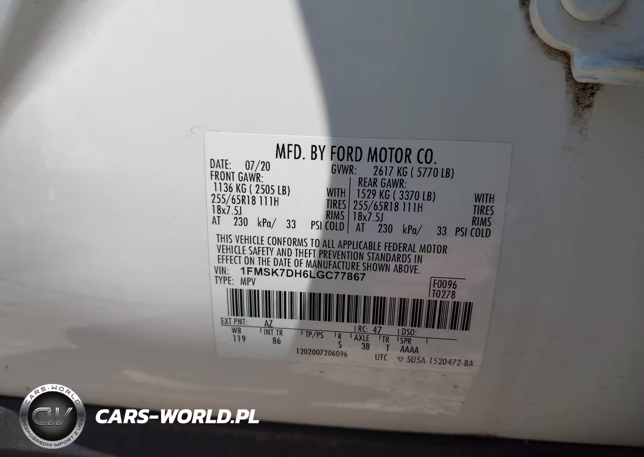 2020 Ford Explorer Xlt VIN:1FMSK7DH6LGC77867 - 9