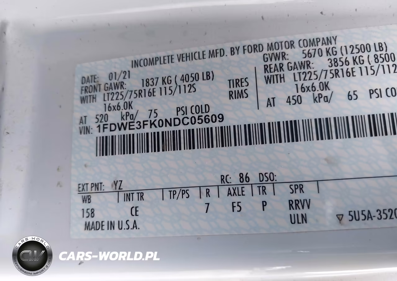 2022 Ford E-350 Cutaway VIN:1FDWE3FK0NDC05609 - 8