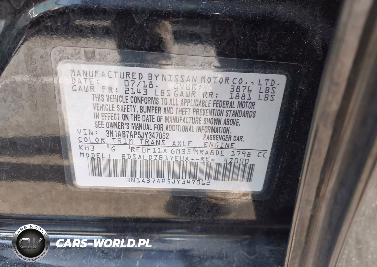 2018 Nissan Sentra Sv VIN:3N1AB7AP5JY347062 - 9