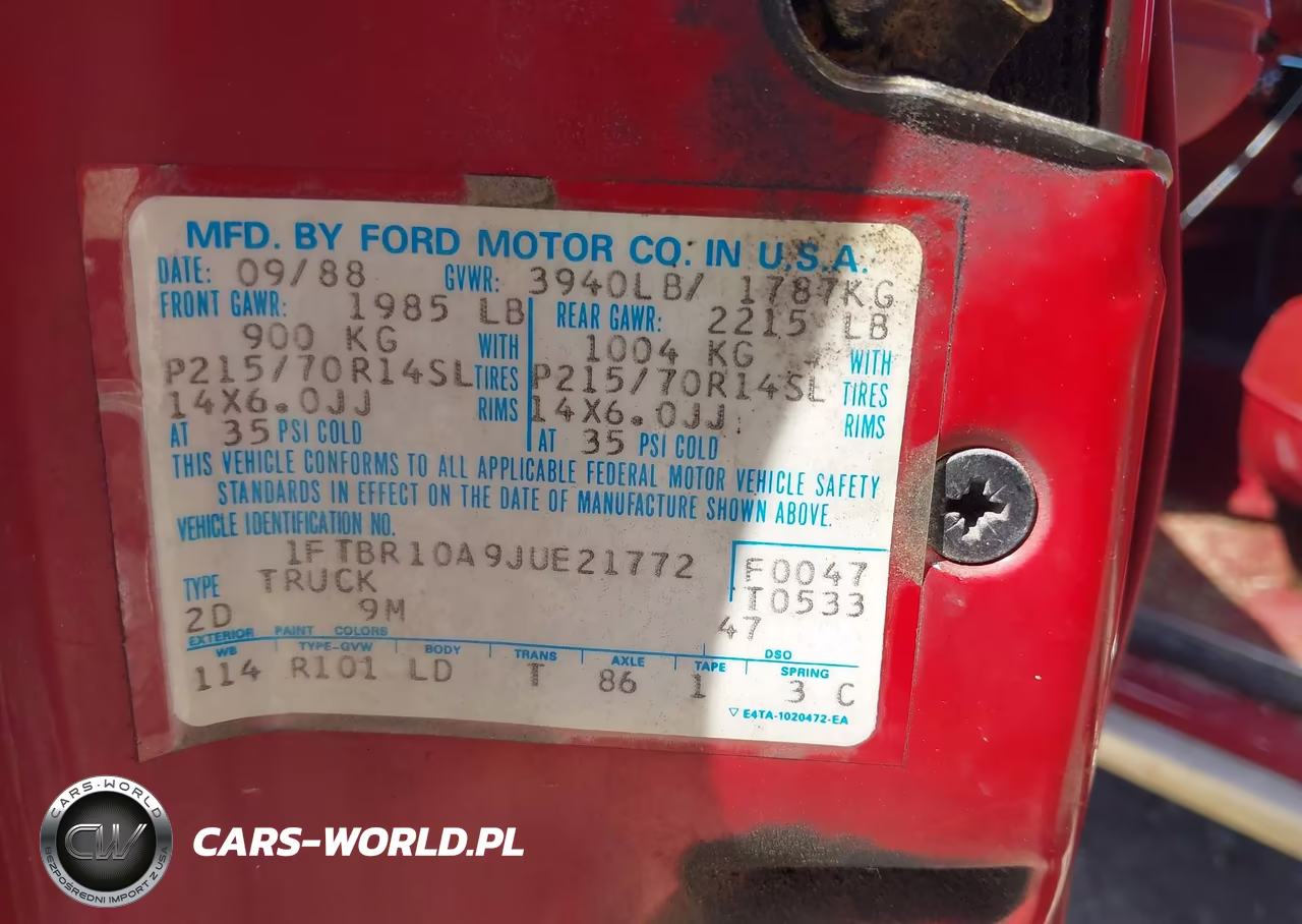1988 Ford Ranger VIN:1FTBR10A9JUE21772 - 9