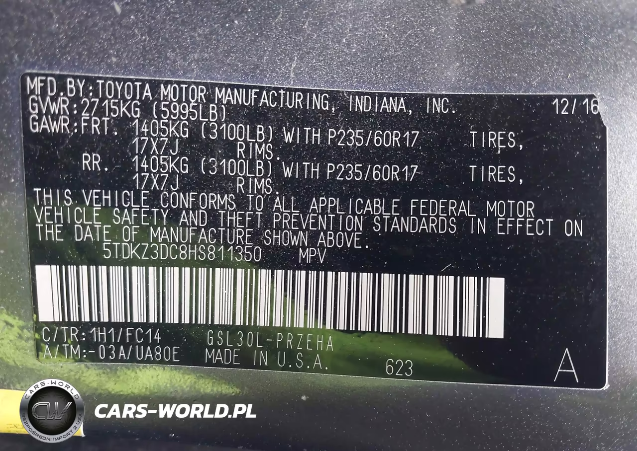 2017 Toyota Sienna Le 8 Passenger VIN:5TDKZ3DC8HS811350 - 9