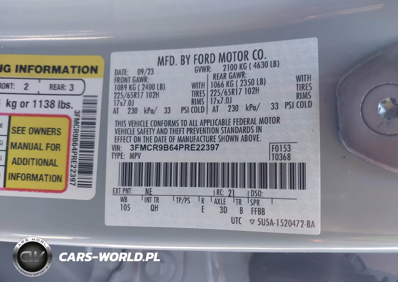 2023 Ford Bronco Sport Big Bend VIN:3FMCR9B64PRE22397 - 9