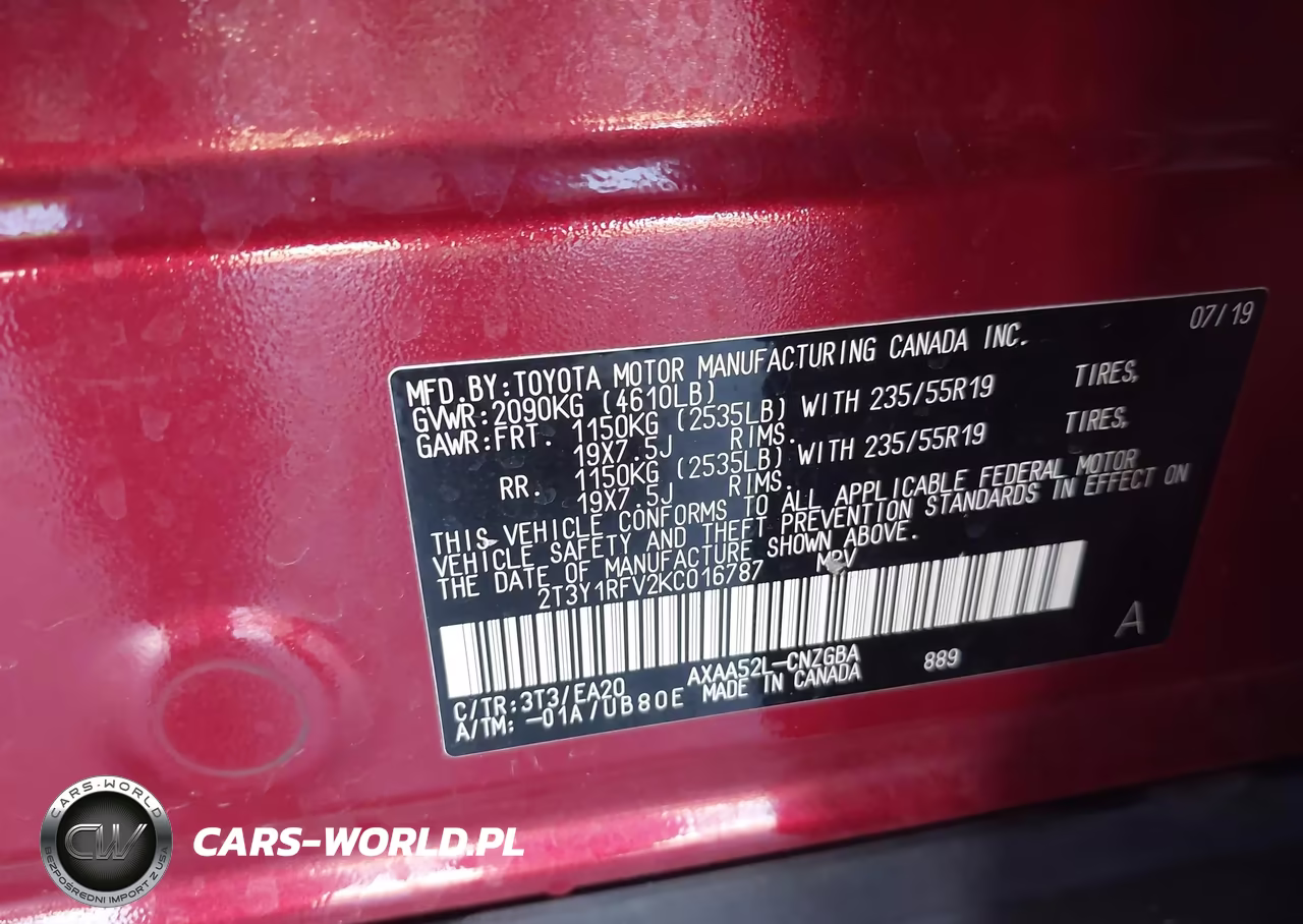 2019 Toyota Rav4 Limited VIN:2T3Y1RFV2KC016787 - 9
