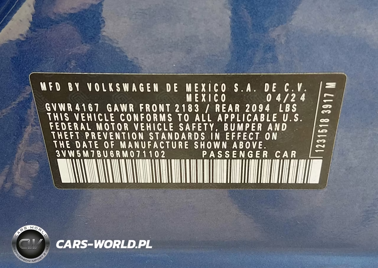 2024 Volkswagen Jetta 1.5T S VIN:3VW5M7BU6RM071102 - 9