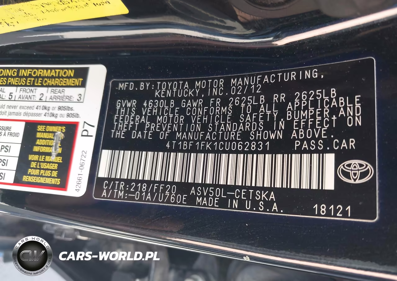 2012 Toyota Camry Se VIN:4T1BF1FK1CU062831 - 9