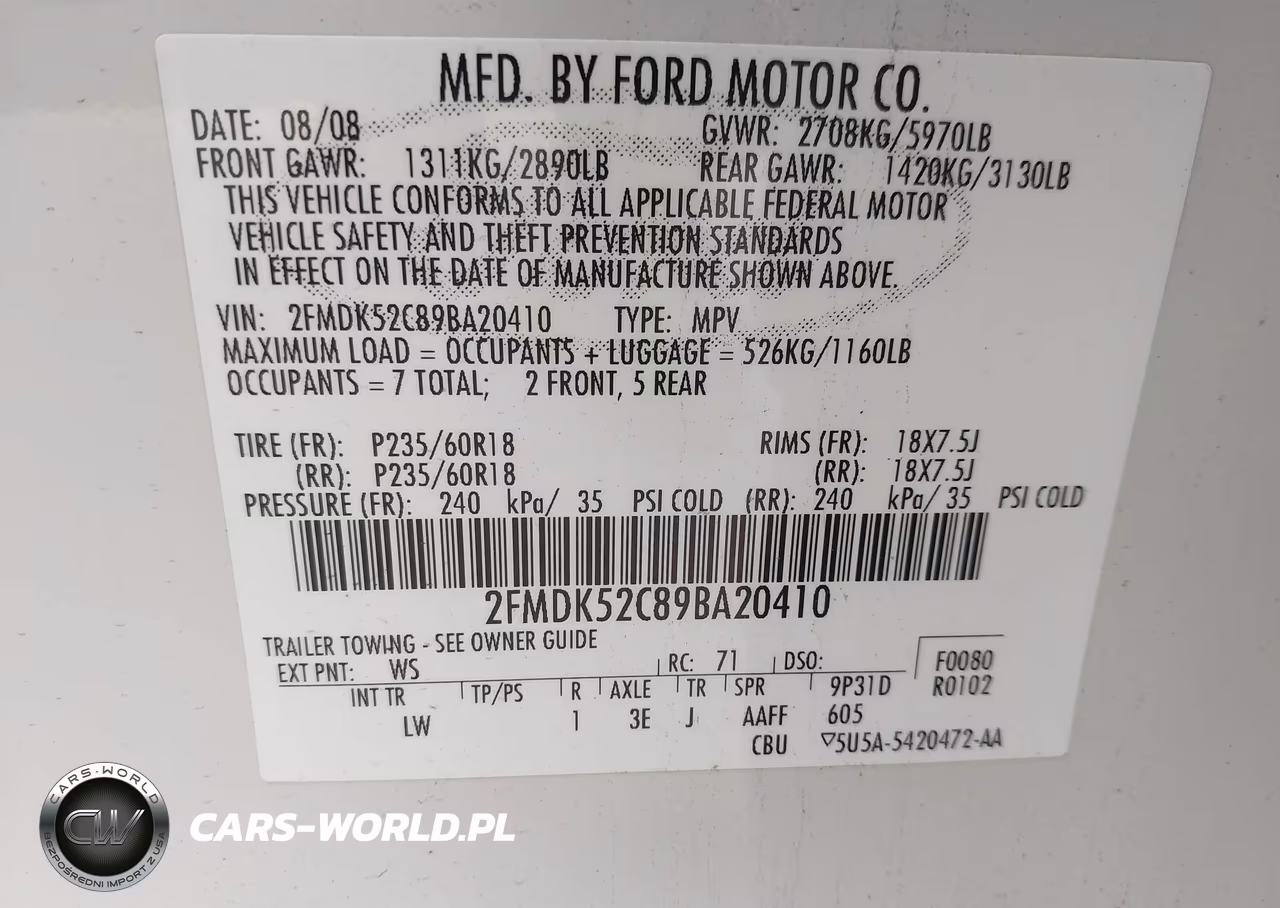 2009 Ford Flex Sel VIN:2FMDK52C89BA20410 - 9