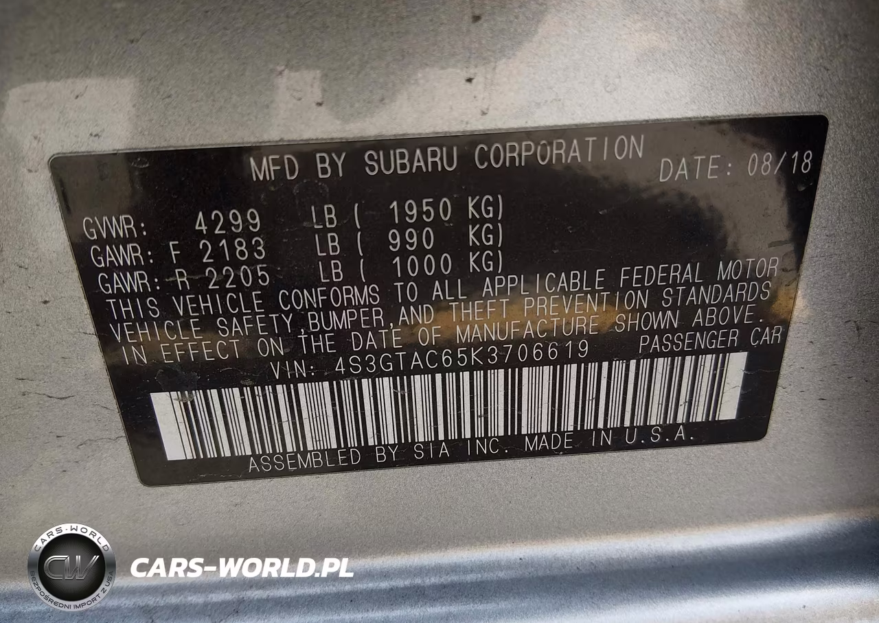 2019 Subaru Impreza 2.0I Premium VIN:4S3GTAC65K3706619 - 9