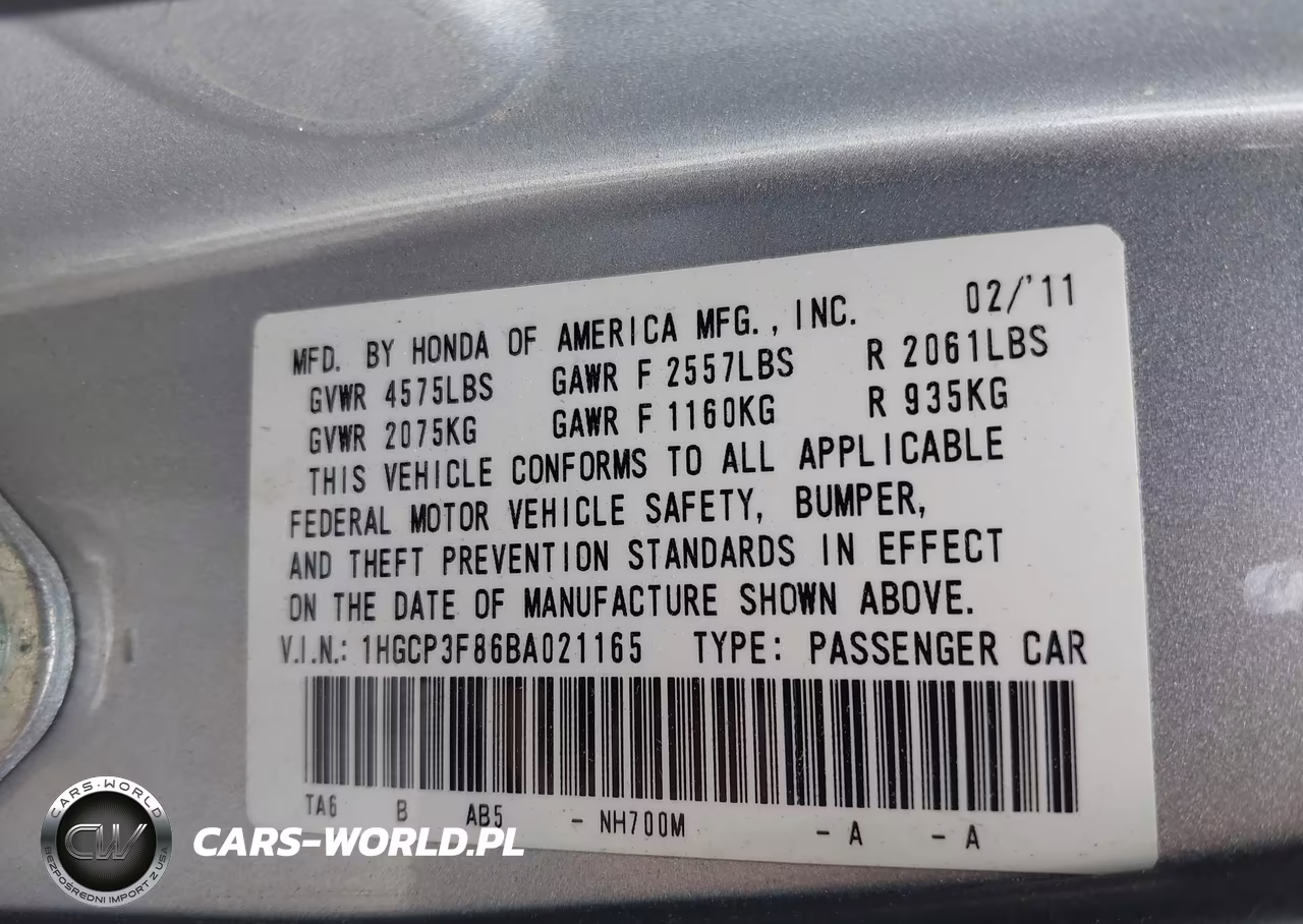 2011 Honda Accord 3.5 Ex-L VIN:1HGCP3F86BA021165 - 9