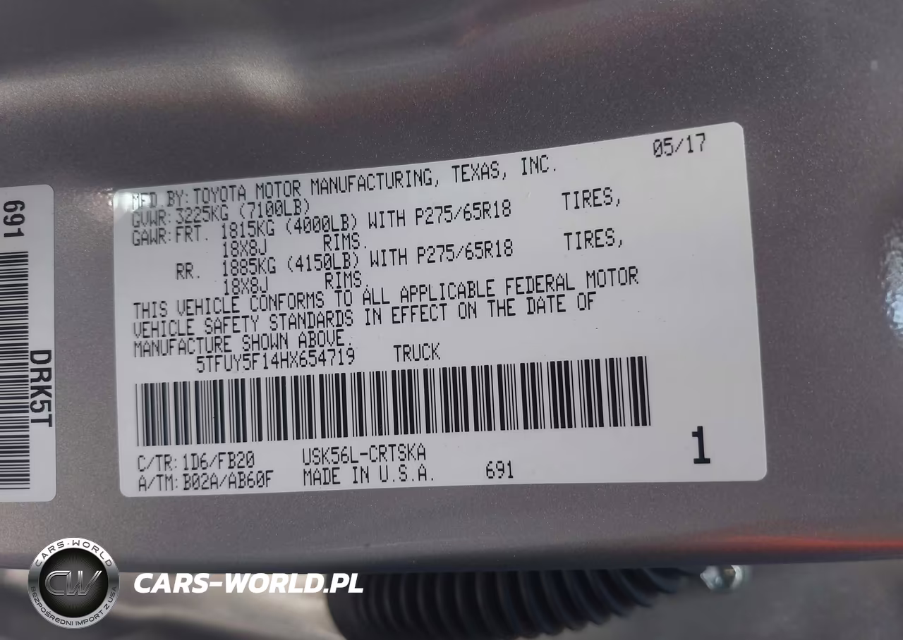 2017 Toyota Tundra Sr5 5.7L V8 VIN:5TFUY5F14HX654719 - 9