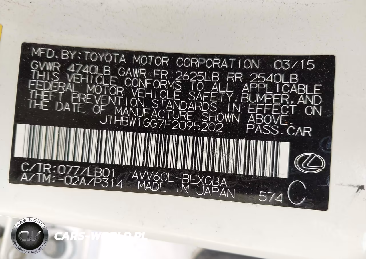 2015 Lexus Es 300H VIN:JTHBW1GG7F2095202 - 9