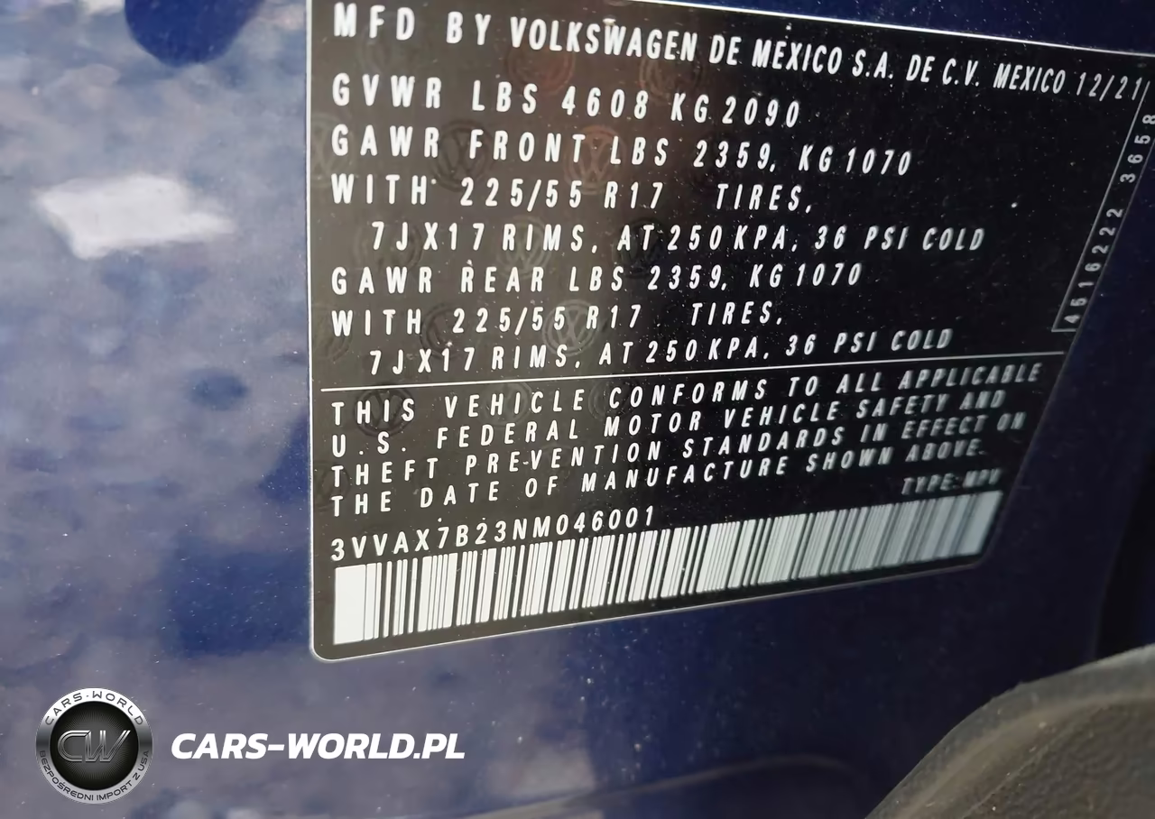 2022 Volkswagen Taos 1.5T S VIN:3VVAX7B23NM046001 - 9