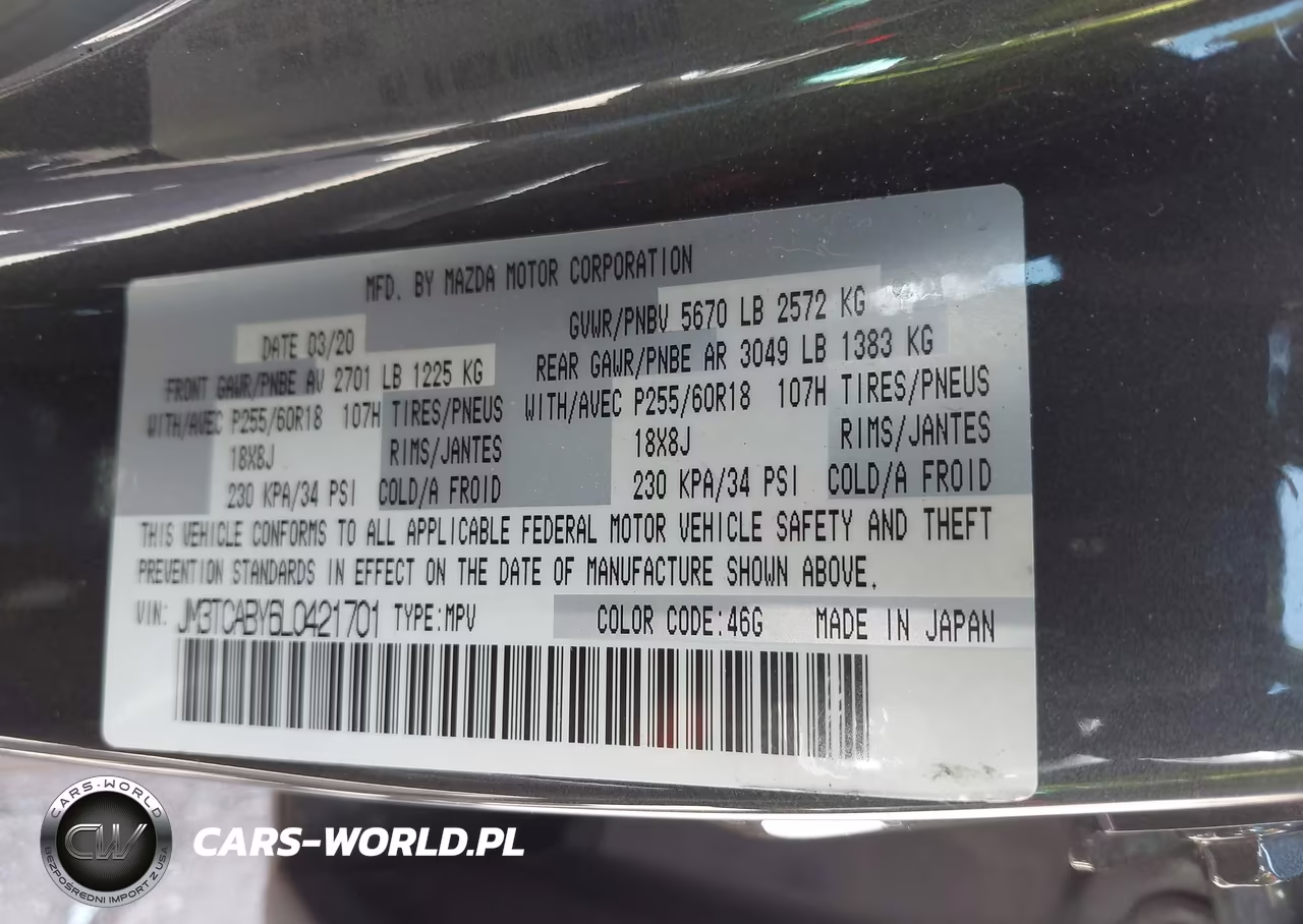 2020 Mazda Cx-9 Sport VIN:JM3TCABY6L0421701 - 9