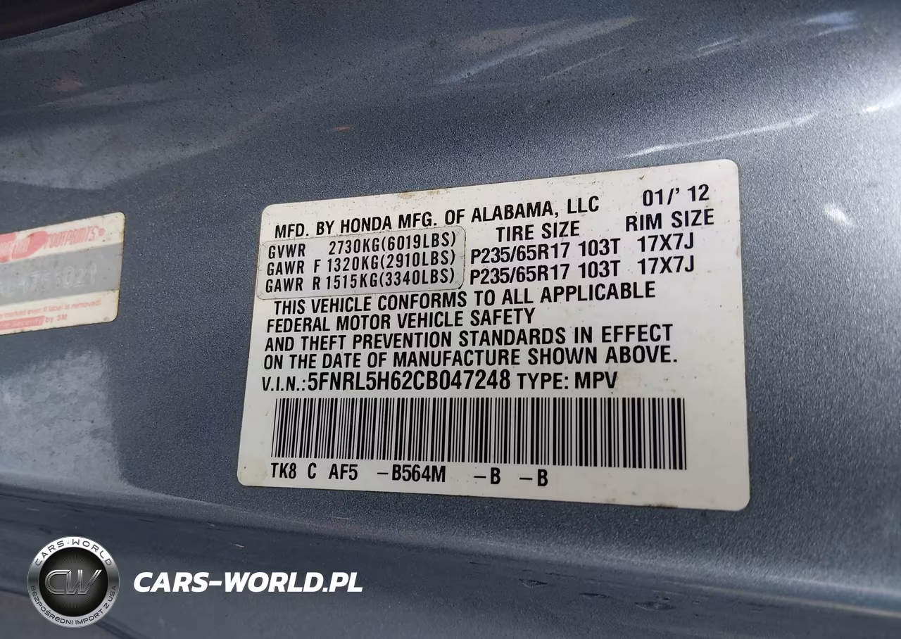 2012 Honda Odyssey Ex-L VIN:5FNRL5H62CB047248 - 9