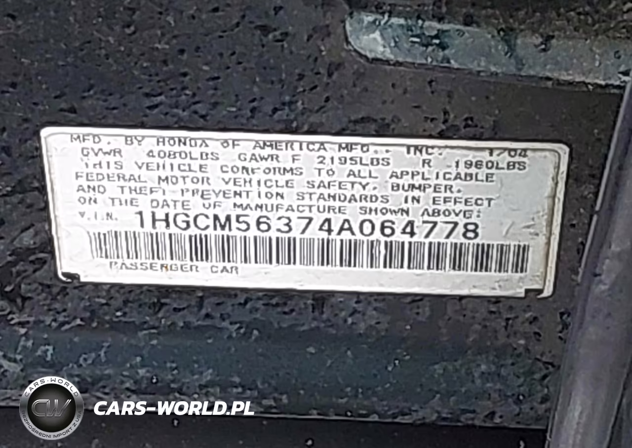 2004 Honda Accord 2.4 Lx VIN:1HGCM56374A064778 - 9