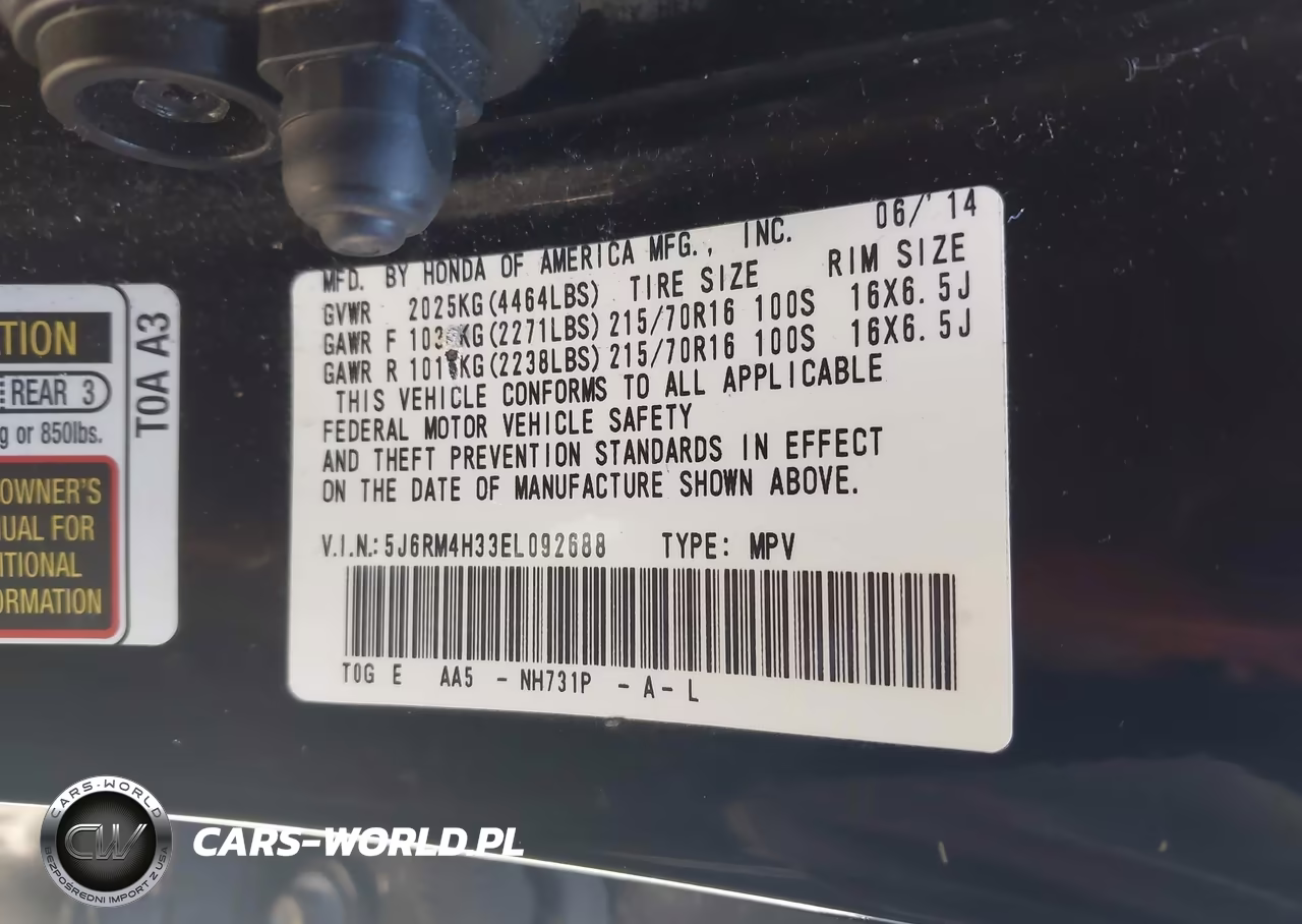 2014 Honda Cr-V Lx VIN:5J6RM4H33EL092688 - 9