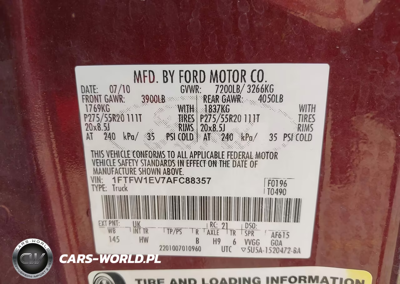 2010 Ford F-150 Fx4-Harley-Davidson-King Ranch-Lariat-Platinum-Xl-Xlt VIN:1FTFW1EV7AFC88357 - 9