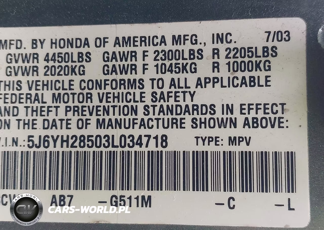 2003 Honda Element Ex VIN:5J6YH28503L034718 - 9