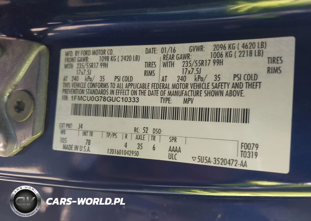 2016 Ford Escape Se VIN:1FMCU0G78GUC10333 - 9