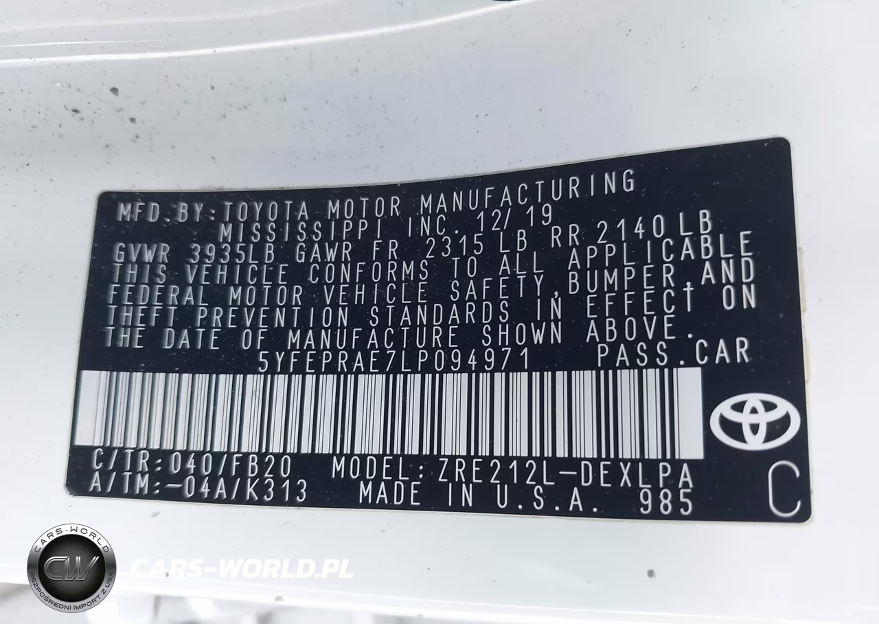 2020 Toyota Corolla Le VIN:5YFEPRAE7LP094971 - 9
