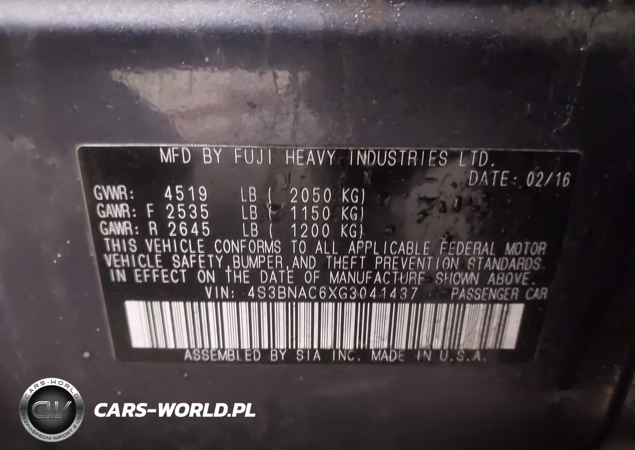 2016 Subaru Legacy 2.5I Premium VIN:4S3BNAC6XG3041437 - 9