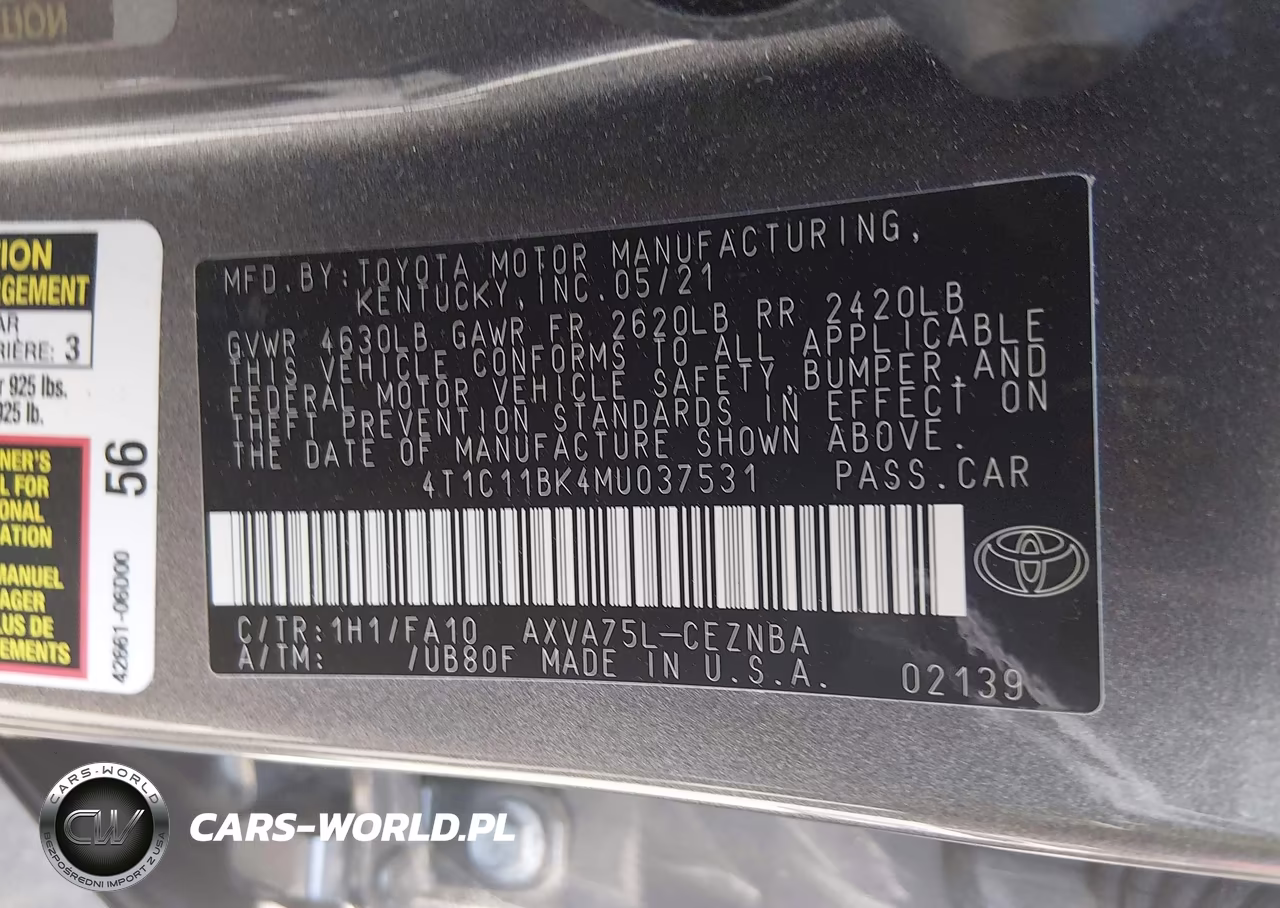 2021 Toyota Camry Le Awd VIN:4T1C11BK4MU037531 - 9