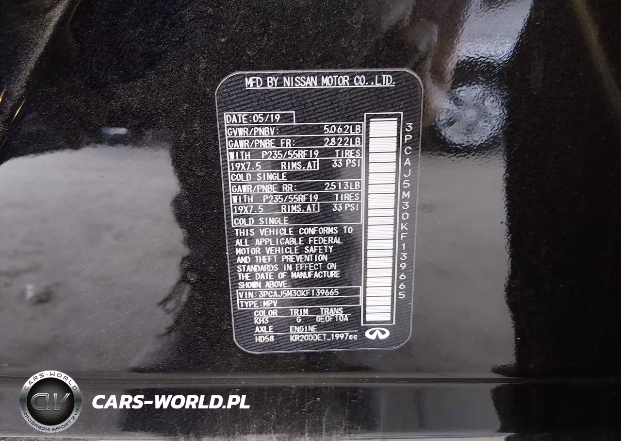 2019 Infiniti Qx50 VIN:3PCAJ5M30KF139665 - 9