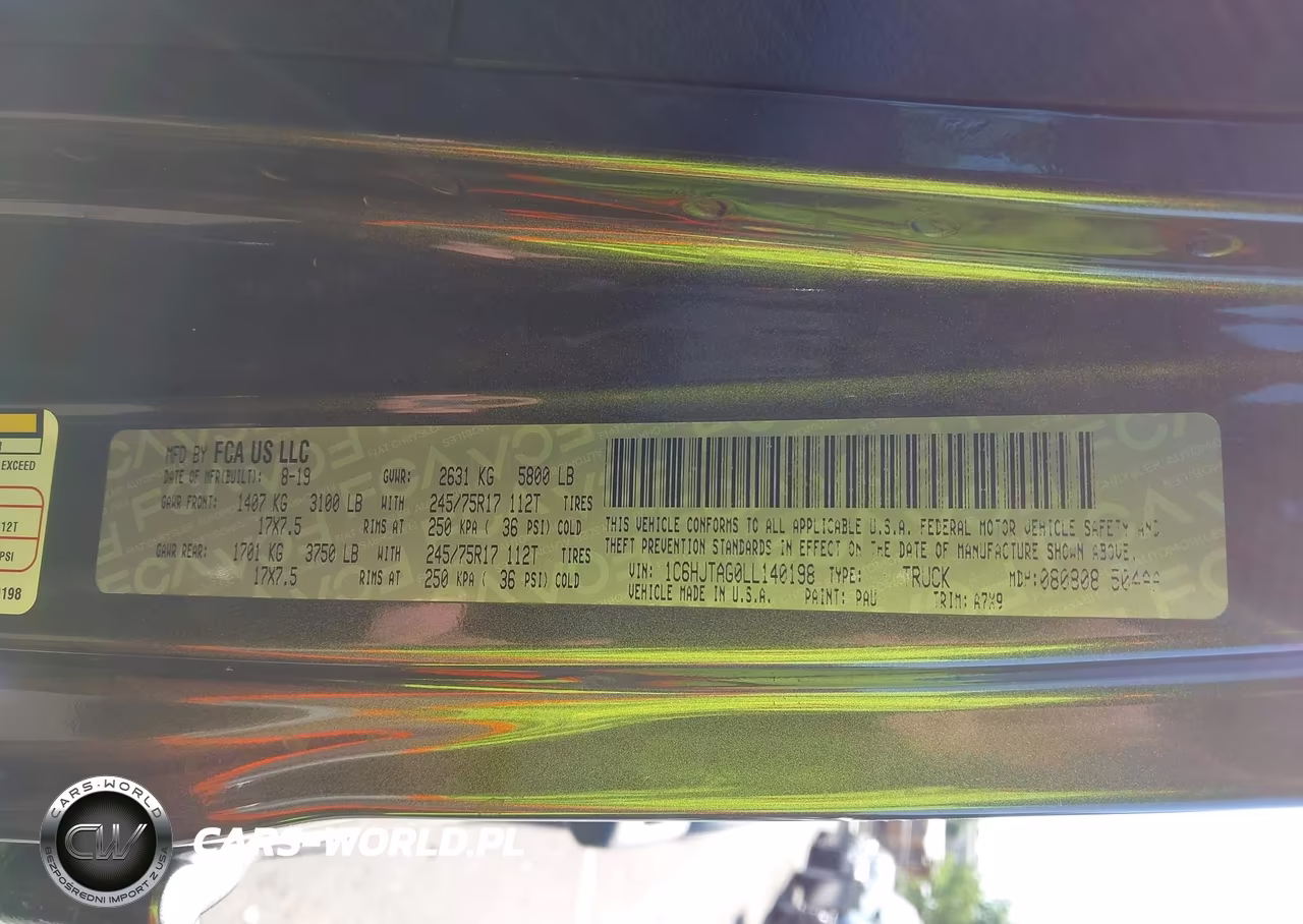 2020 Jeep Gladiator Sport S 4X4 VIN:1C6HJTAG0LL140198 - 9