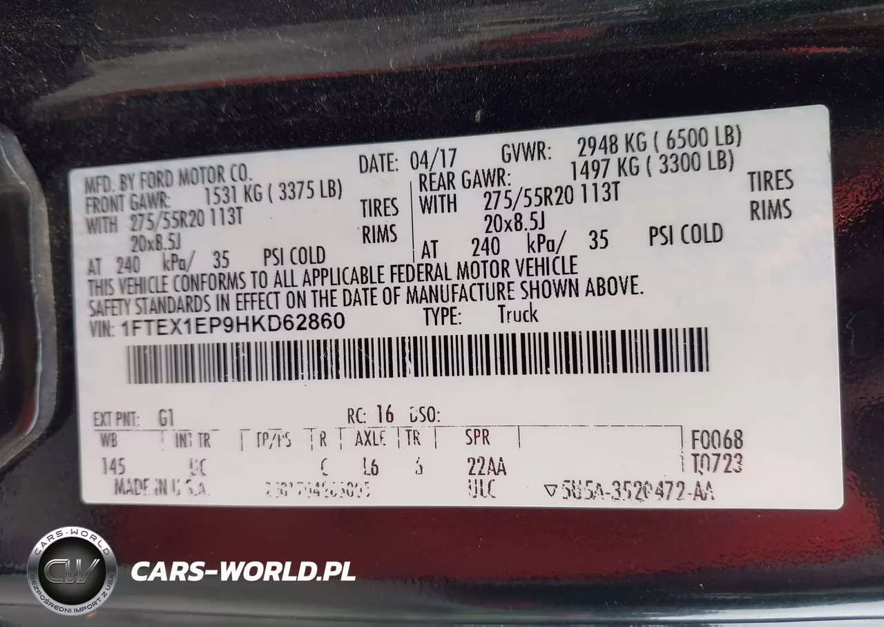 2017 Ford F-150 Xlt VIN:1FTEX1EP9HKD62860 - 9