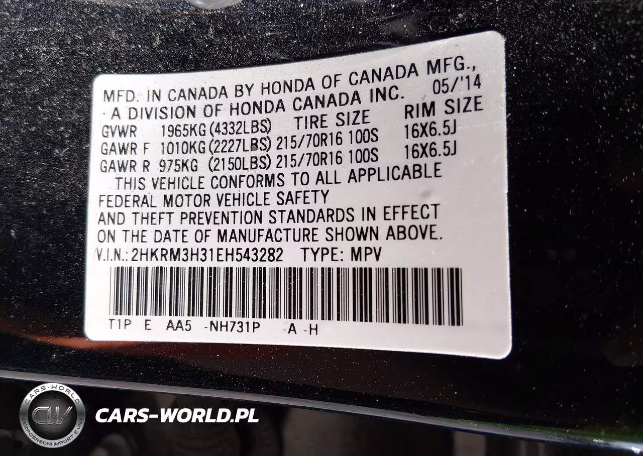 2014 Honda Cr-V Lx VIN:2HKRM3H31EH543282 - 9
