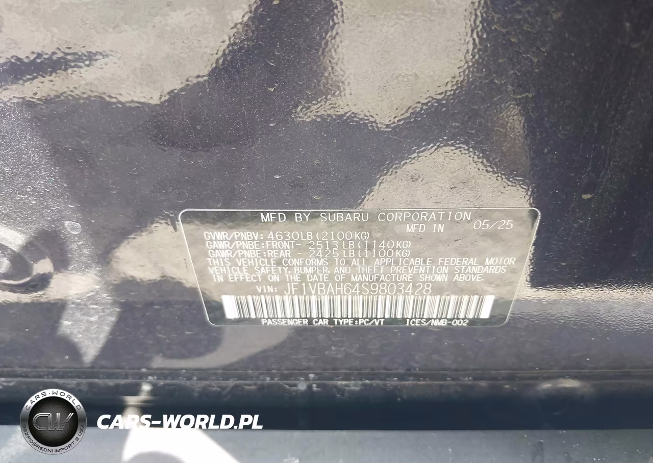 2025 Subaru Wrx Premium VIN:JF1VBAH64S9803428 - 9
