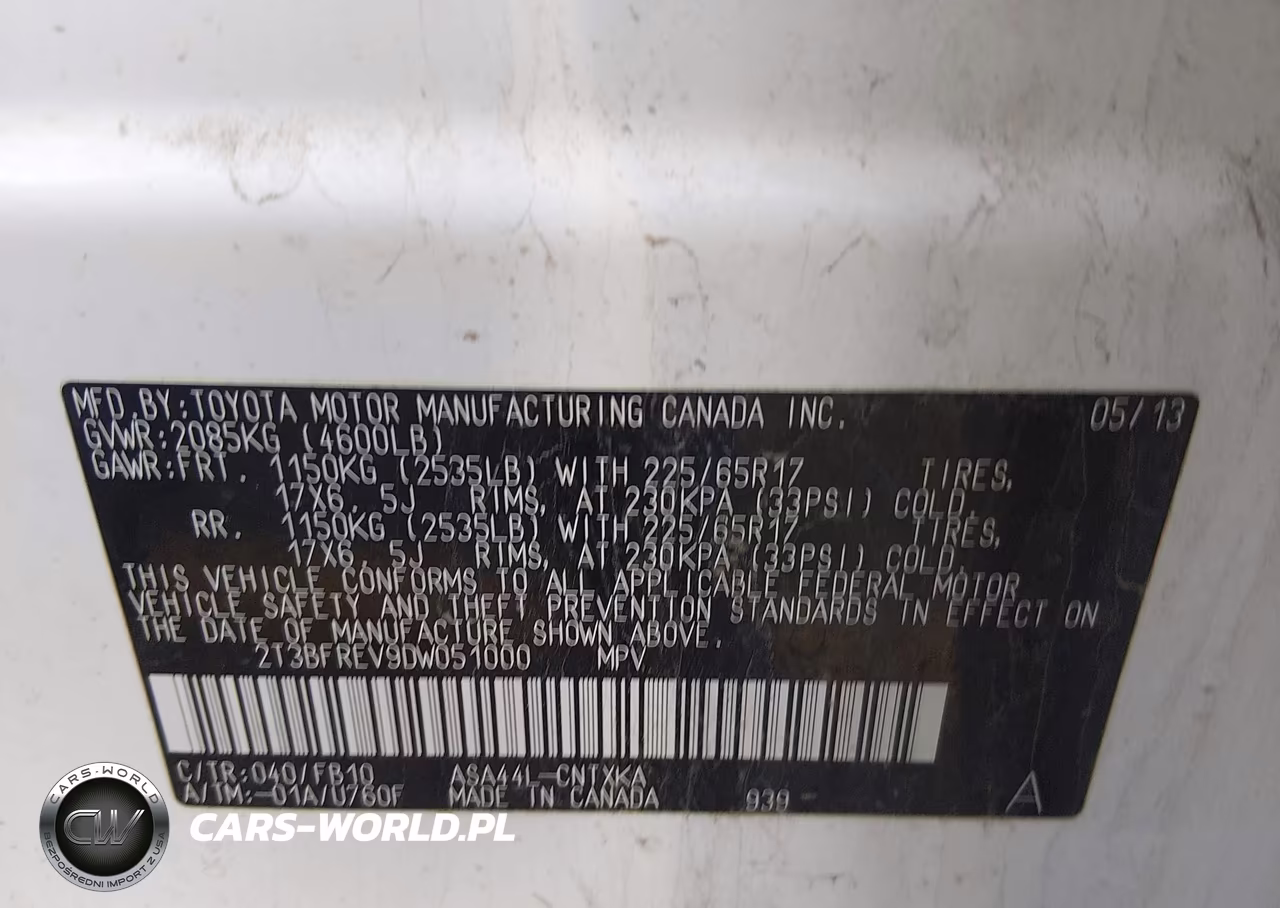 2013 Toyota Rav4 Le VIN:2T3BFREV9DW051000 - 9