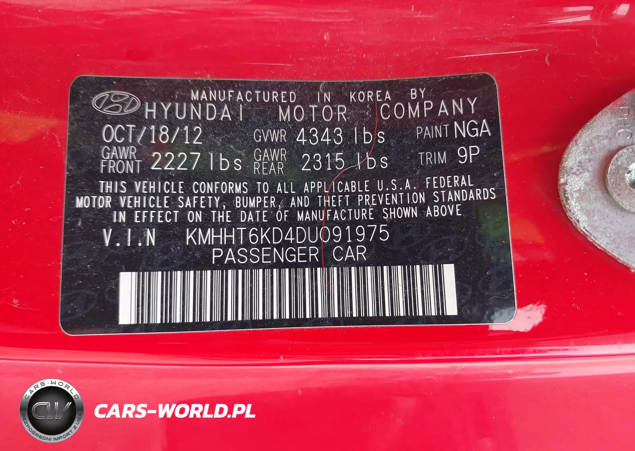 2013 Hyundai Genesis 2.0T VIN:KMHHT6KD4DU091975 - 9