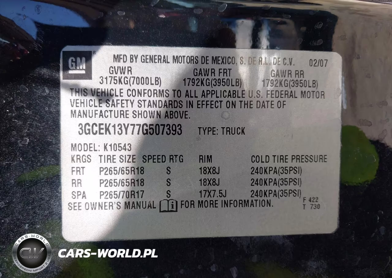 2007 Chevrolet Silverado 1500 Ltz VIN:3GCEK13Y77G507393 - 9