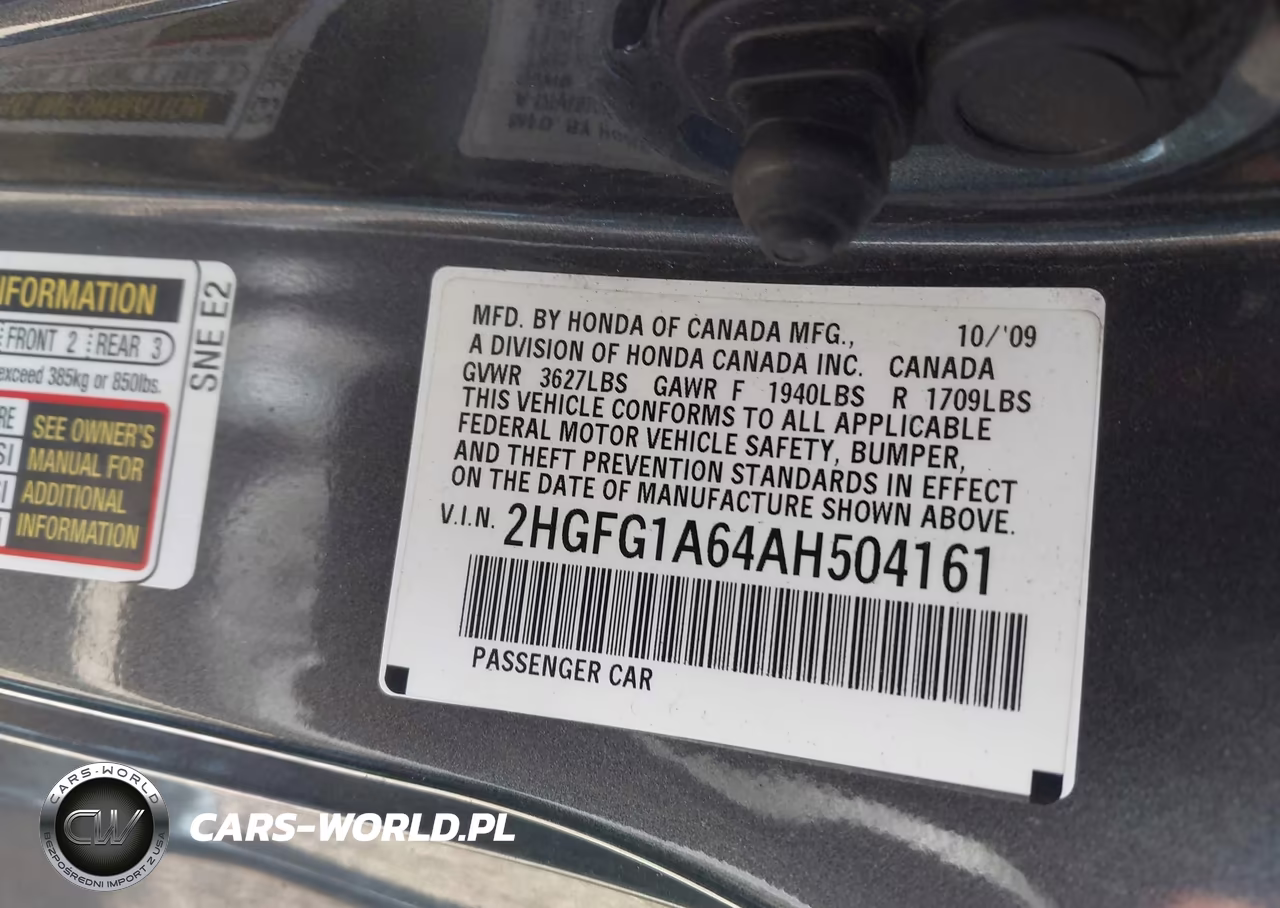 2010 Honda Civic Lx VIN:2HGFG1A64AH504161 - 9