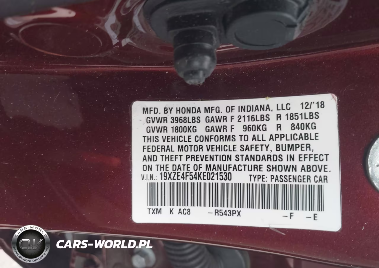 2019 Honda Insight Ex VIN:19XZE4F54KE021530 - 9