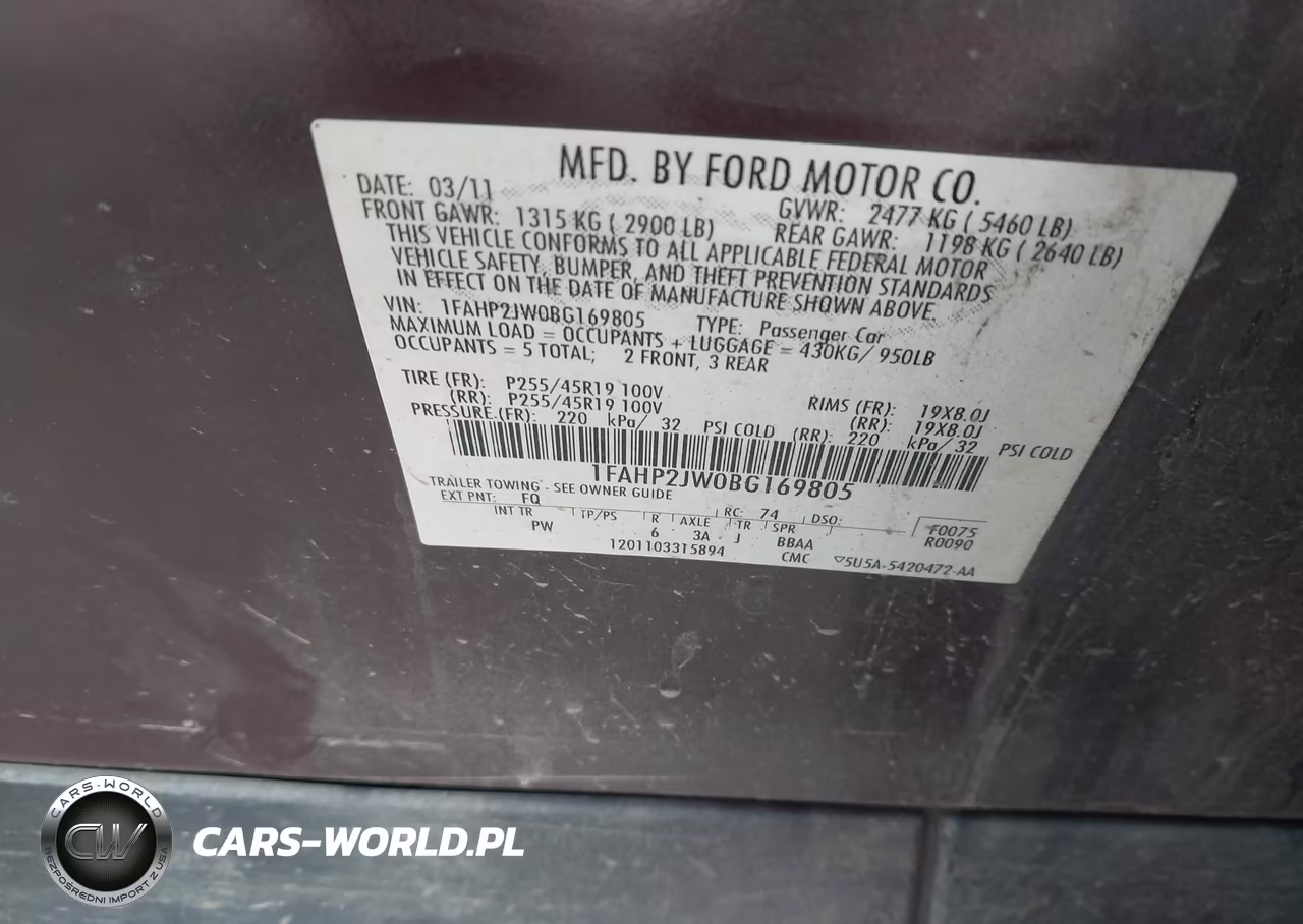 2011 Ford Taurus Limited VIN:1FAHP2JW0BG169805 - 9