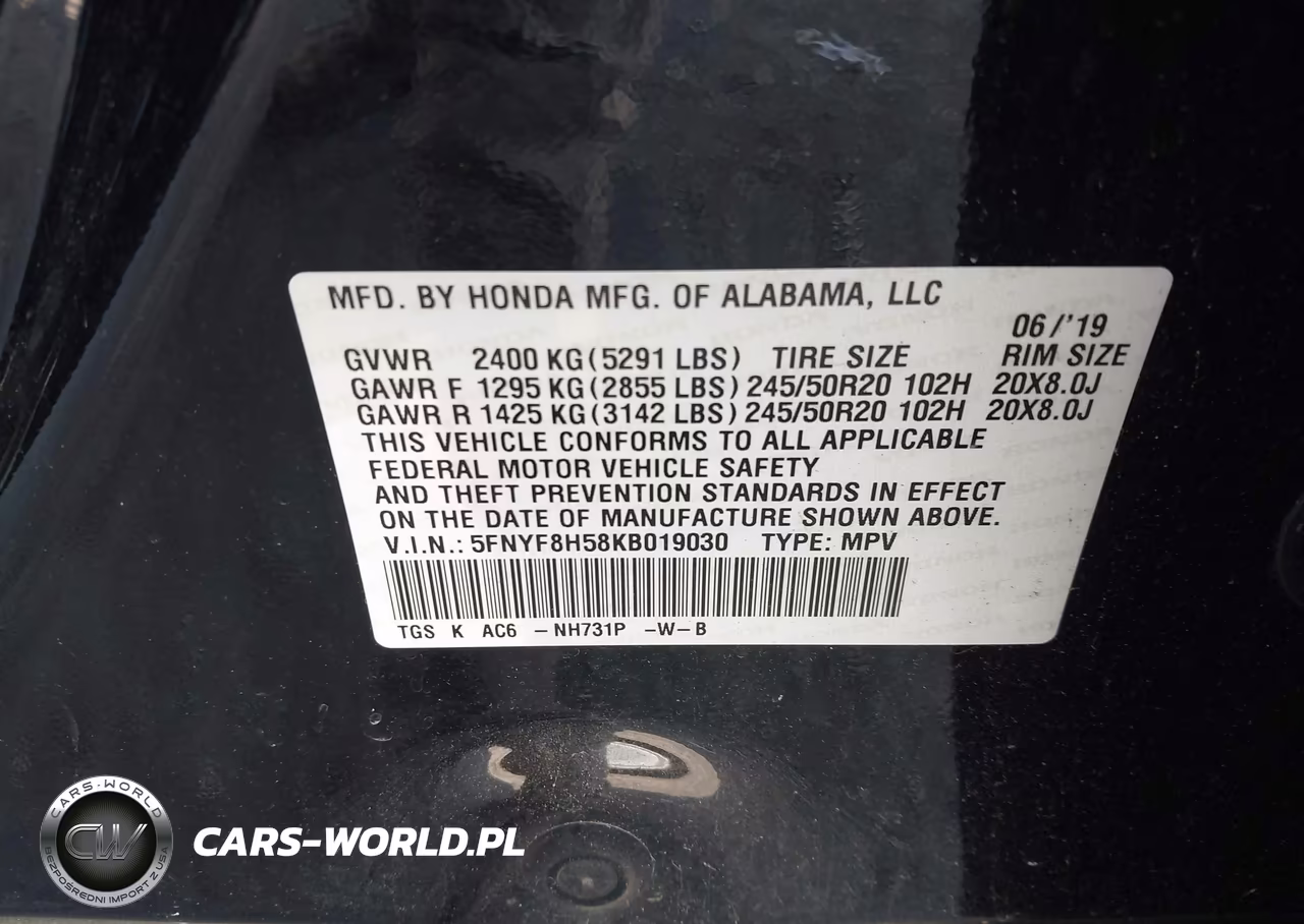 2019 Honda Passport Ex-L VIN:5FNYF8H58KB019030 - 9