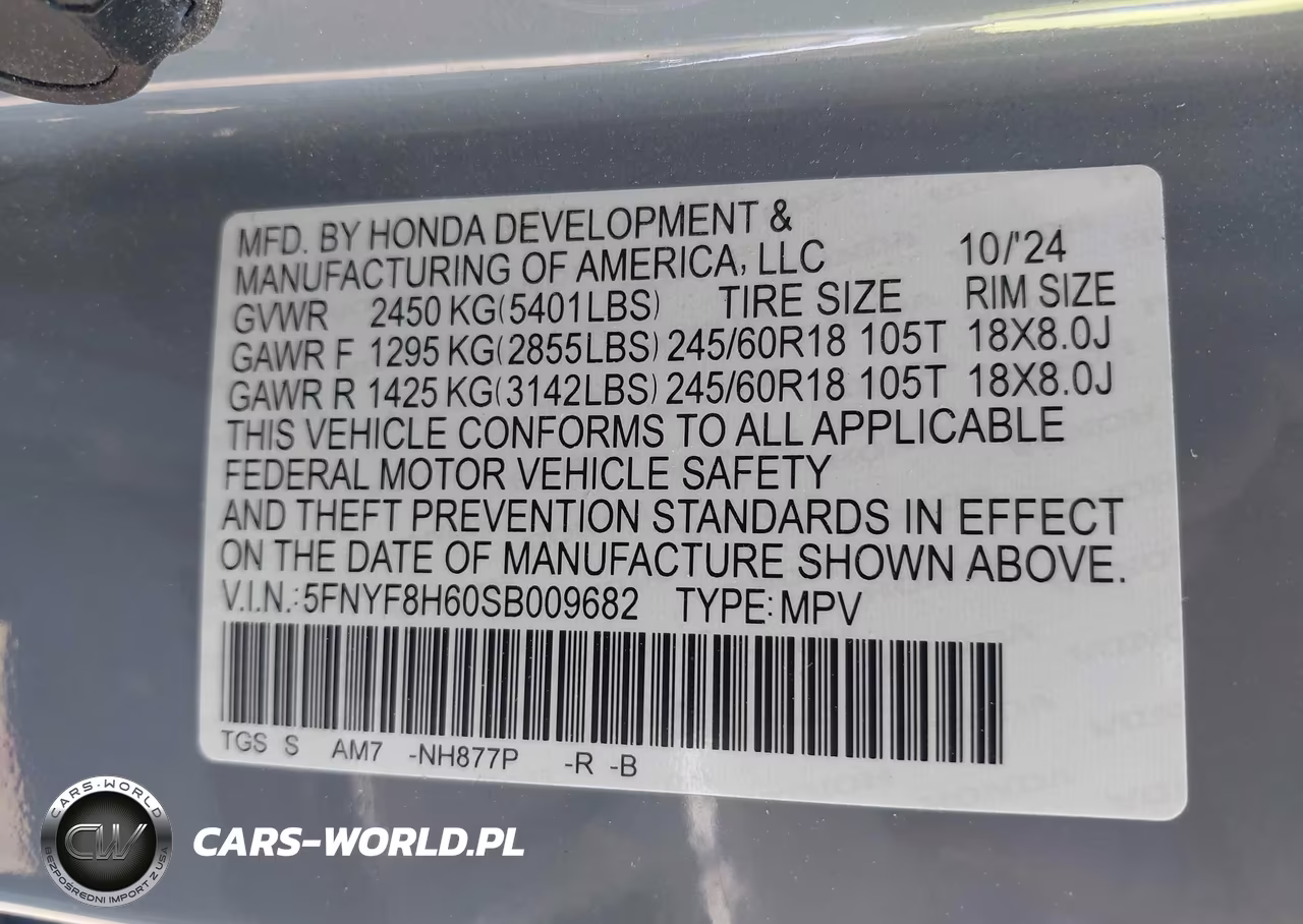 2025 Honda Passport Awd Trailsport VIN:5FNYF8H60SB009682 - 9