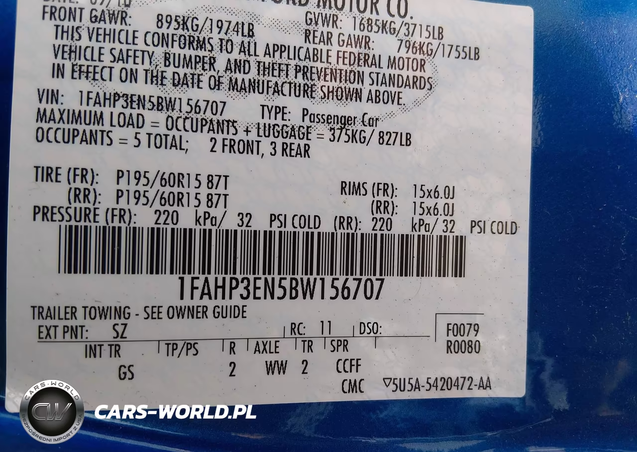 2011 Ford Focus S VIN:1FAHP3EN5BW156707 - 9