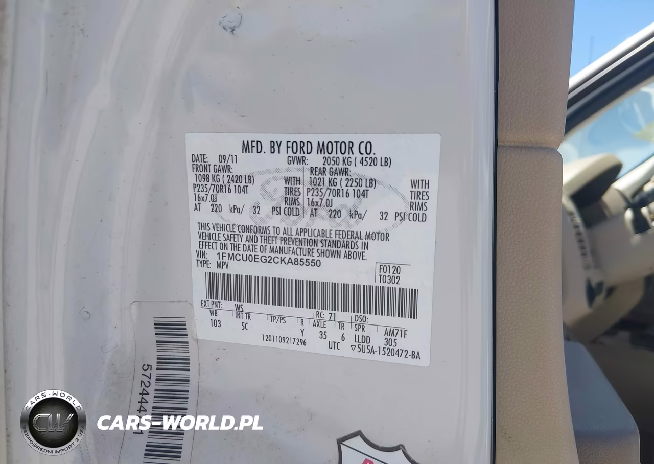2012 Ford Escape Limited VIN:1FMCU0EG2CKA85550 - 9