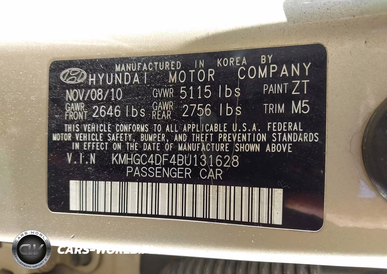 2011 Hyundai Genesis 4.6 VIN:KMHGC4DF4BU131628 - 9