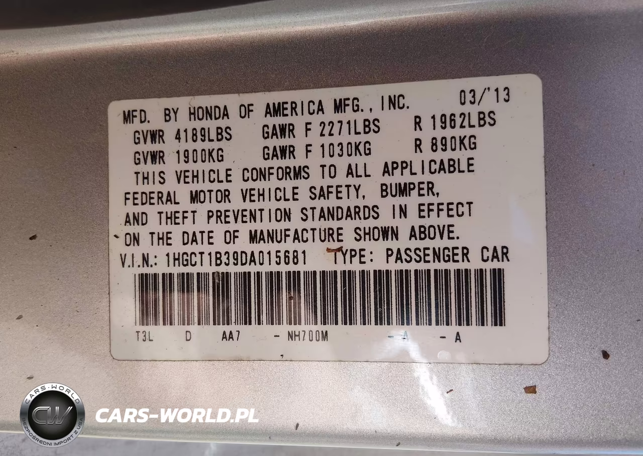 2013 Honda Accord Lx-S VIN:1HGCT1B39DA015681 - 9