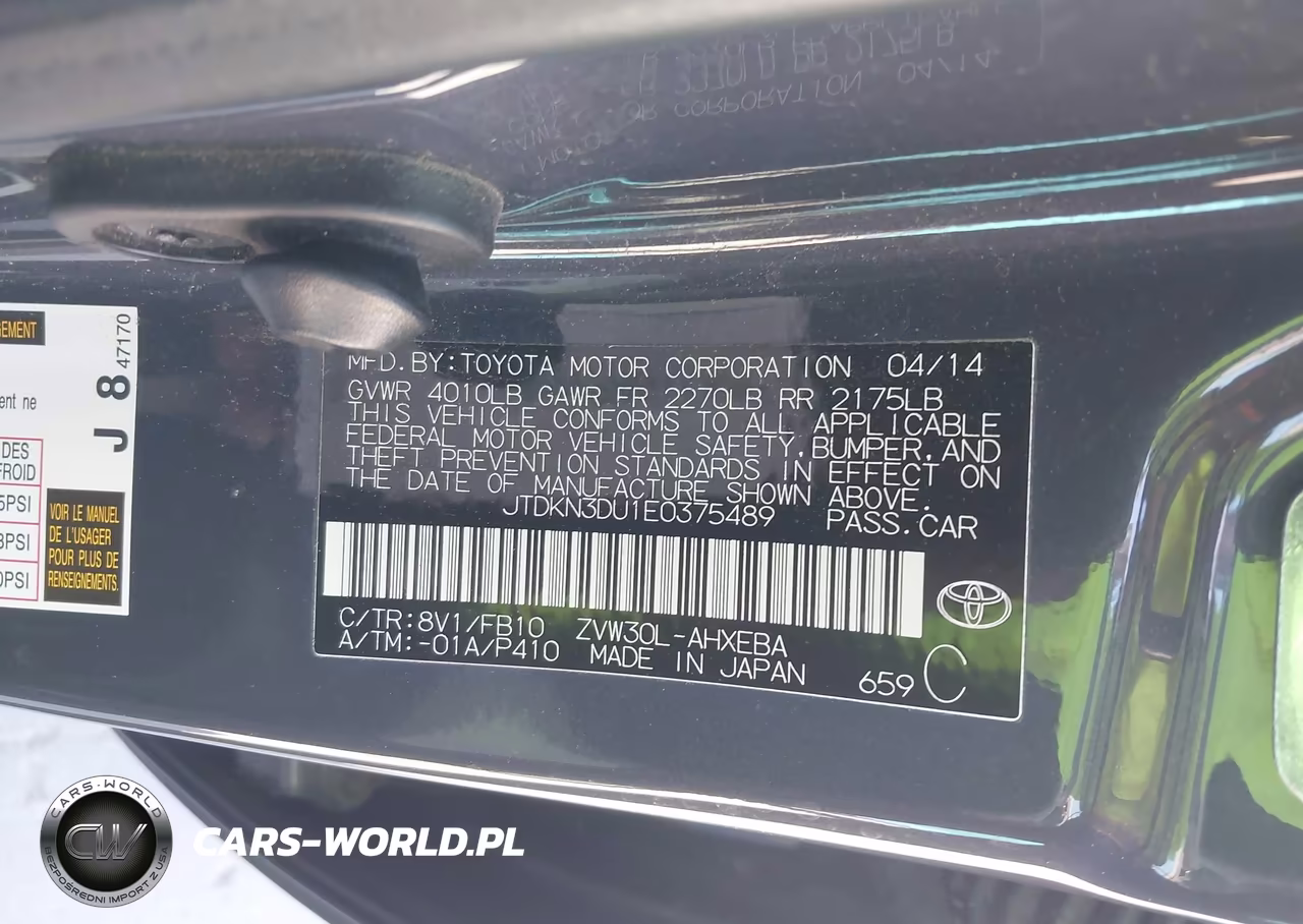 2014 Toyota Prius Three VIN:JTDKN3DU1E0375489 - 9