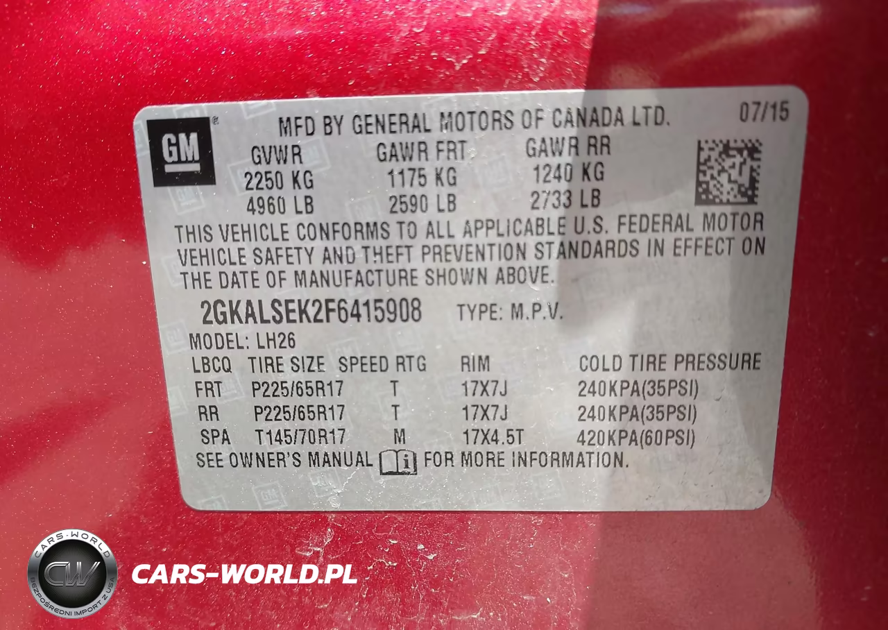 2015 GMC Terrain Slt-1 VIN:2GKALSEK2F6415908 - 9