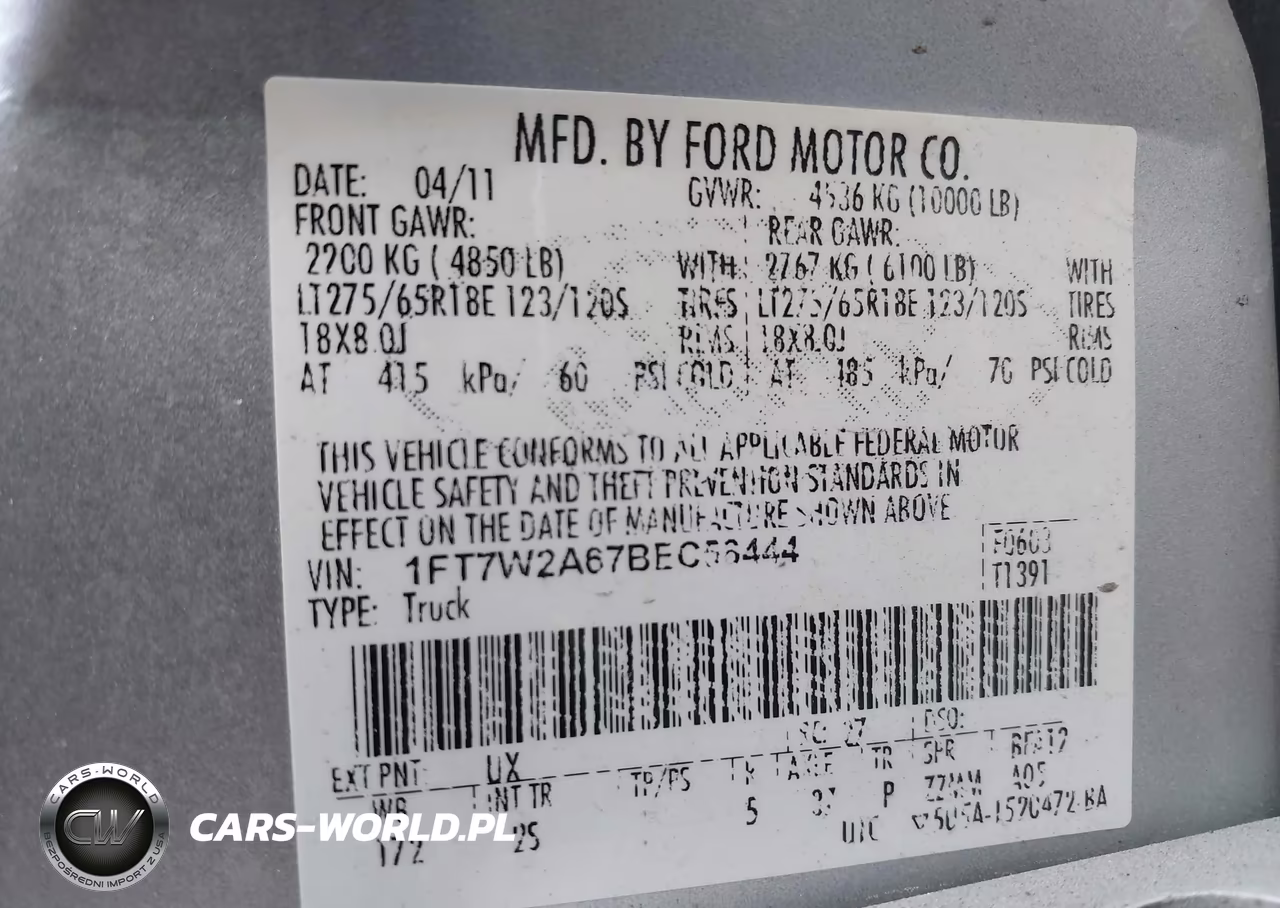 2011 Ford F-250 Xlt VIN:1FT7W2A67BEC56444 - 9