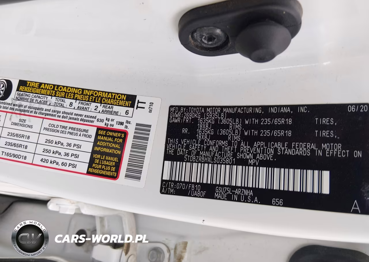 2020 Toyota Highlander Le VIN:5TDBZRBHXLS035801 - 9