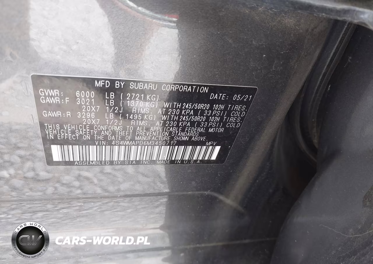 2021 Subaru Ascent Limited VIN:4S4WMAPD6M3450717 - 9